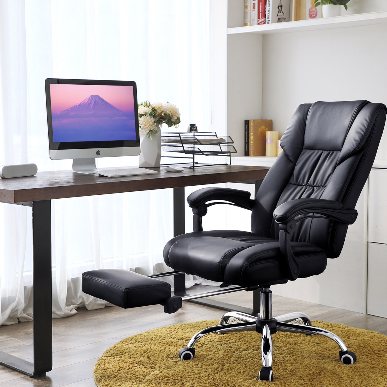 Scaun de birou Songmics Negru 65x58x(111-116) cm - 2 | YEO