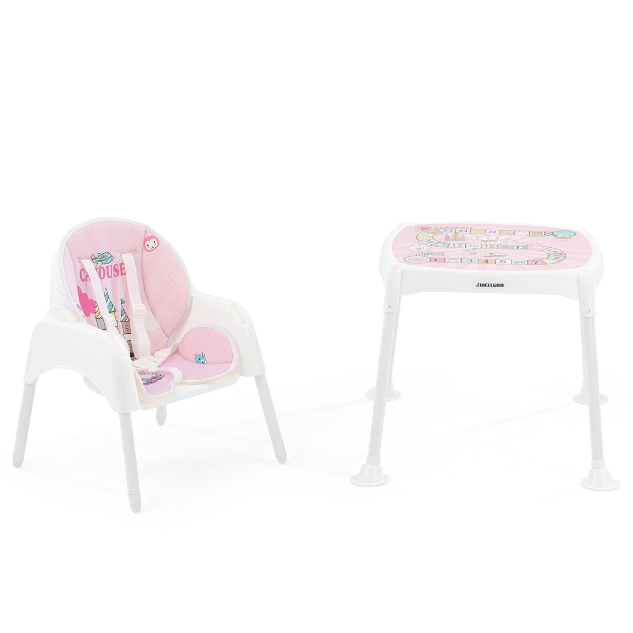 Scaun de masa bebelusi Carousel Roz 86x55 cm - 3 | YEO