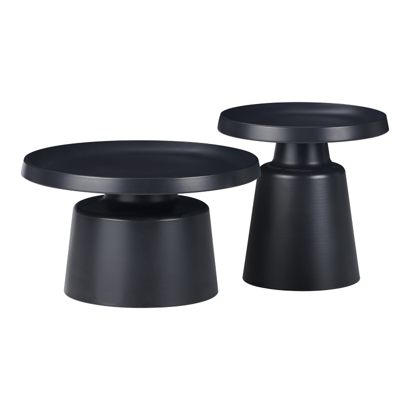 Set 2 buc masuta laterala Ginoze negru metal 70x70x50 cm