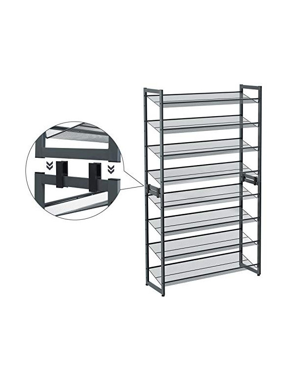 Set 2 pantofare stivuibile, Songmics, 8 rafturi, Metal, LMR08GB, 92 x 30 x 163 cm
