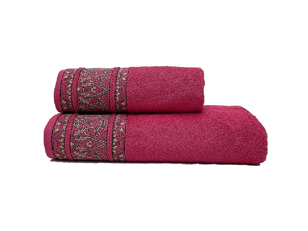 Set 2 Prosoape Ornament Fucsia 50x100 si 70x140 cm (Bumbac 100%)