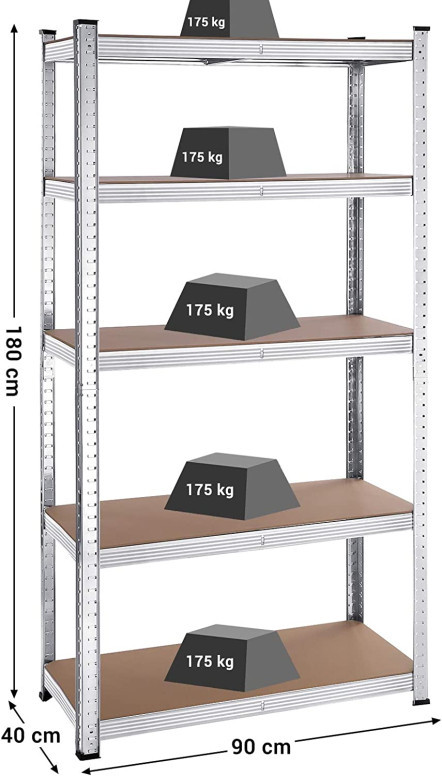 Set 2 Rafturi, Songmics, 5 rafturi, 180 x 90 x 40 cm, Silver, GLR040E02 - 1 | YEO