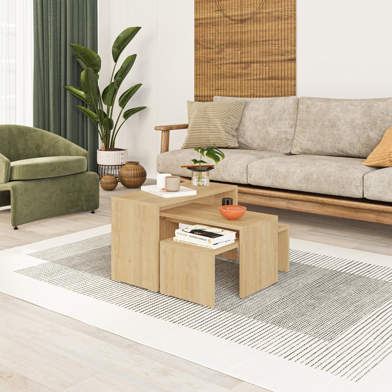 Set 3 masute Kantar, Pako World, Natural, 65x30x39 cm - 1 | YEO