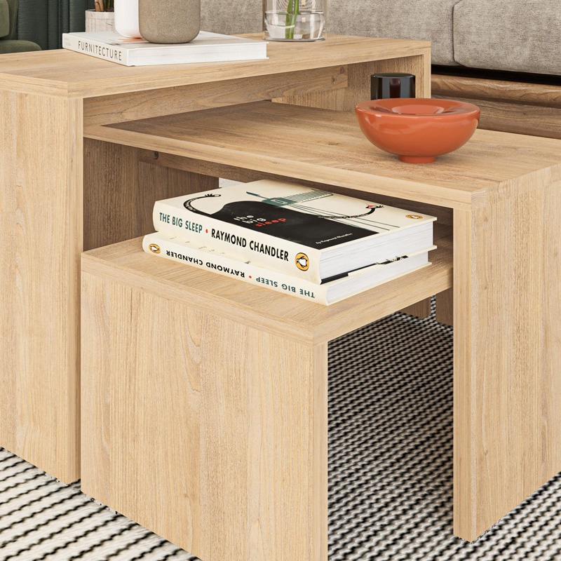 Set 3 masute Kantar, Pako World, Natural, 65x30x39 cm - 4 | YEO