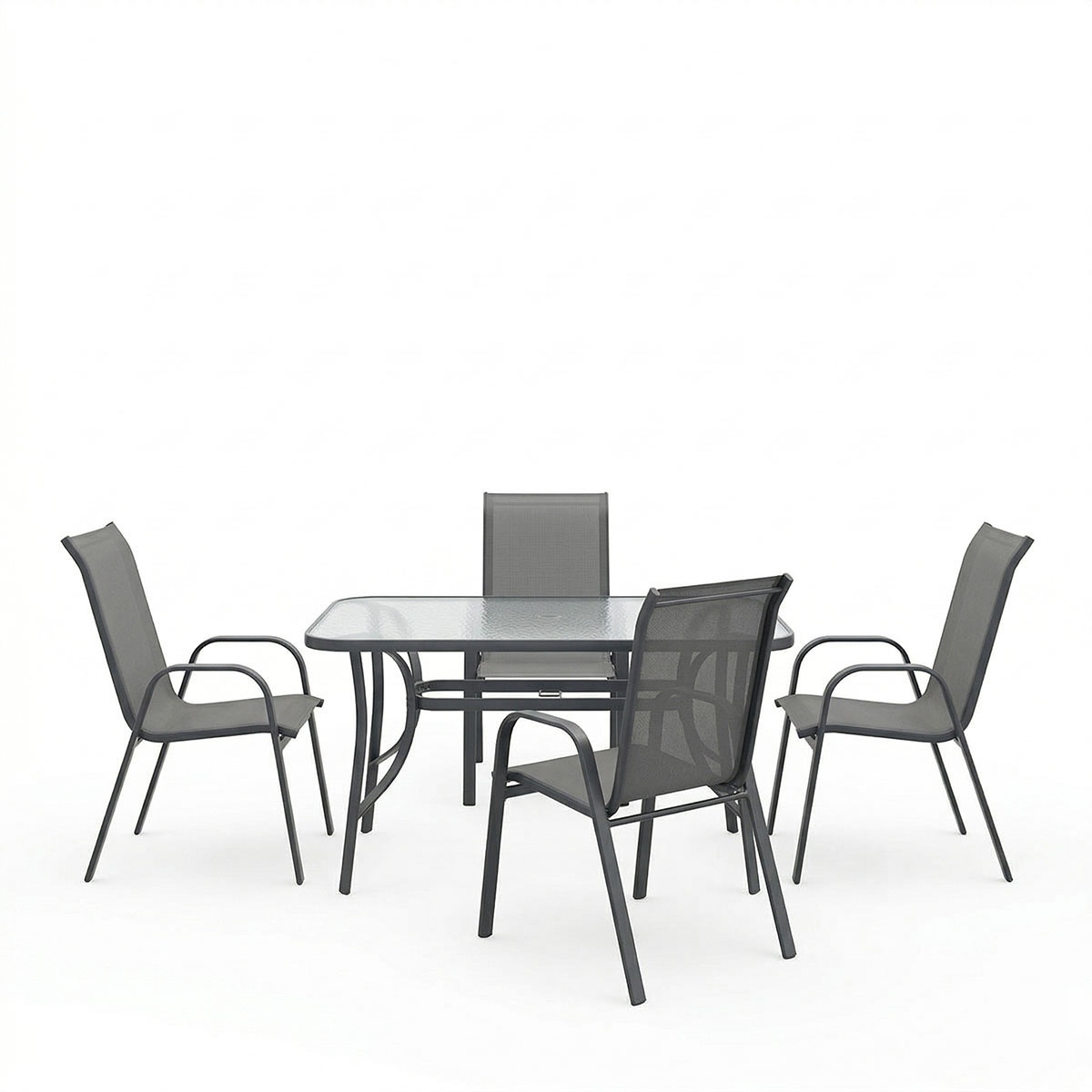 Set 5 piese masa si scaune gradina, Calan, Antracit, 70x120x70 cm