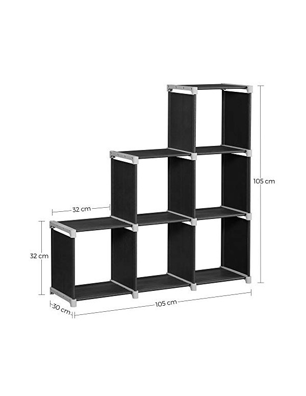 Set 6 cuburi de depozitare, Songmics, LSN63H, Negru, 11 x 41 x 41 cm