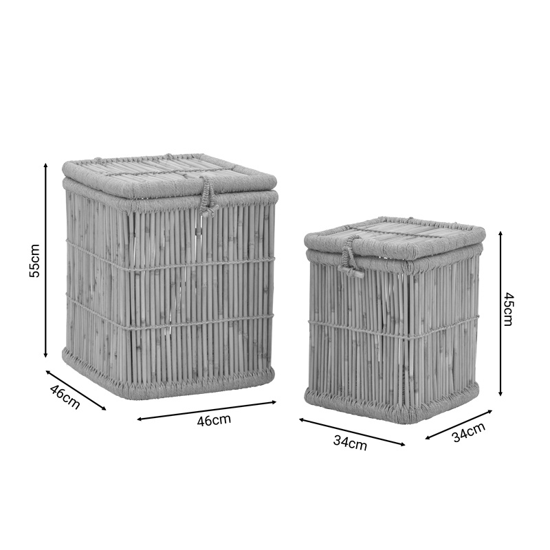 Set de 2 cosuri de rufe Dremia bambus natural 46x46x55 cm