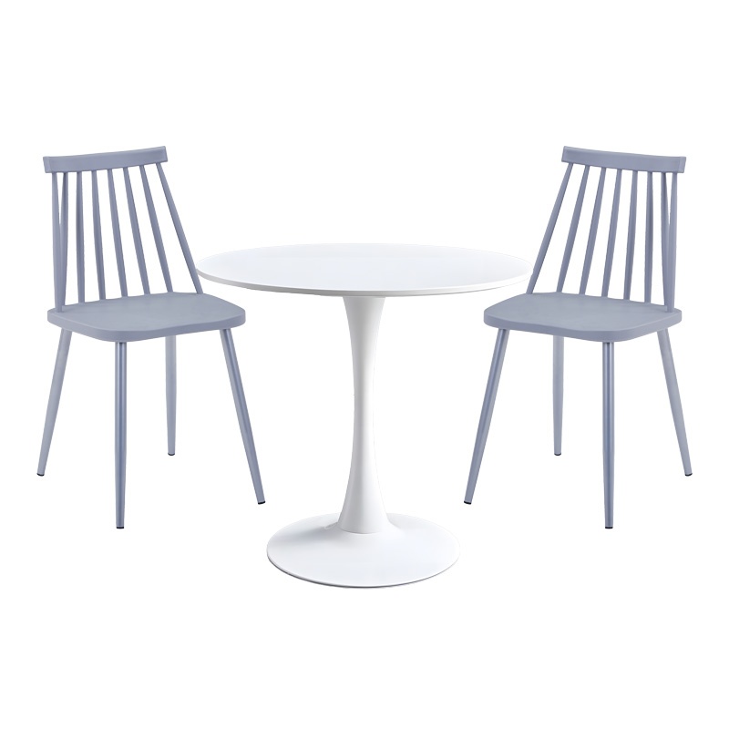 Set dining Elijah-Aurota I, Pako World, 3 piese, Alb-Gri, 60x60x74 cm