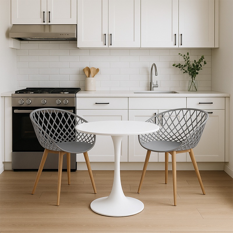 Set dining Elijah-Ezra, Pako World, Gri-Natural, 3 piese, 60x60x74 cm - 1 | YEO