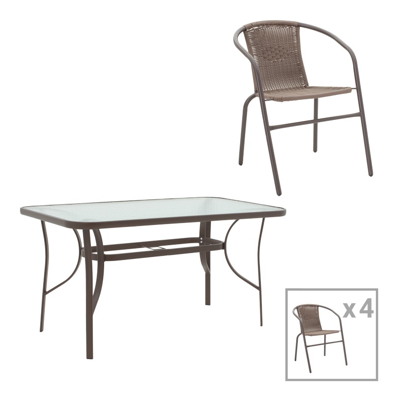 Set dining Ensure-Obbi, Pako World, Metal, Maro, 140x80x70 cm