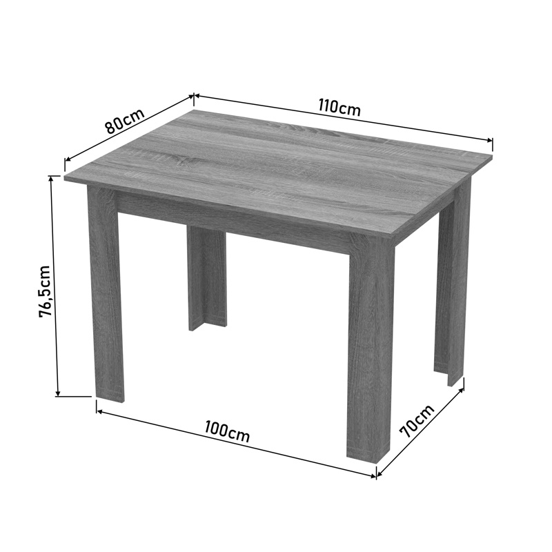 Set dining Manka-Julita, Pako World, 5 piese, Sonoma-Negru, 110x80x77 cm