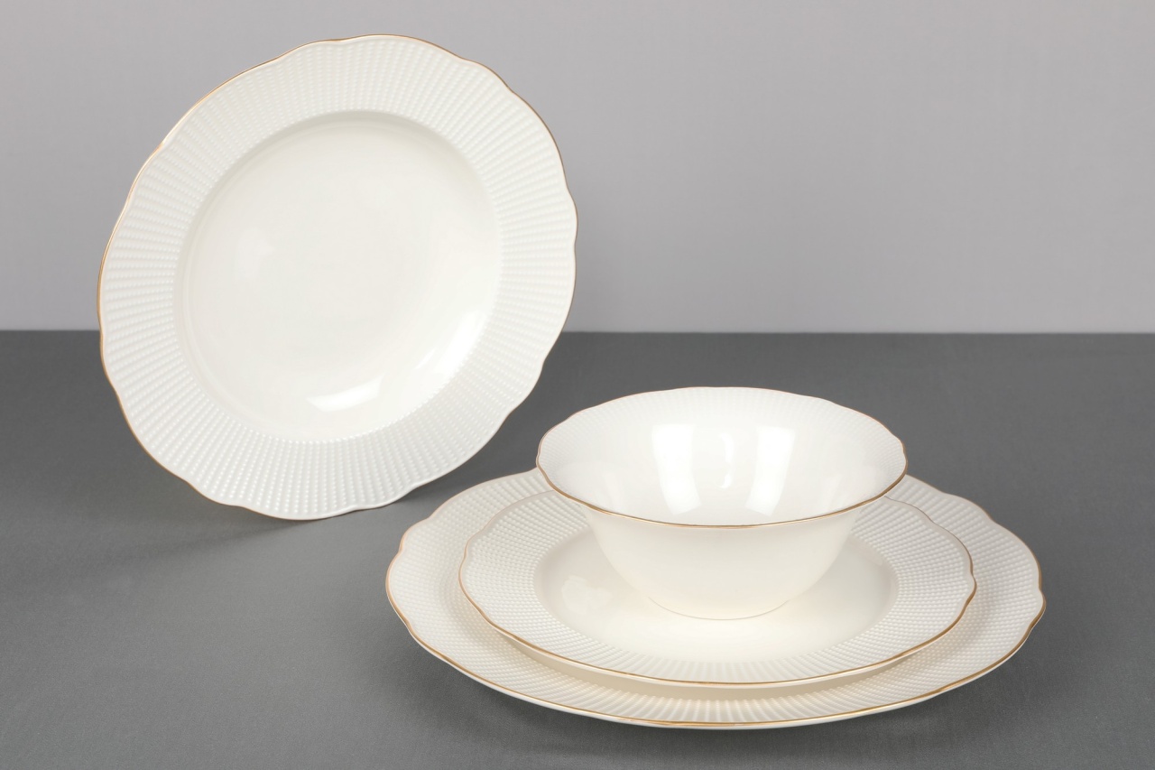 Set farfurii servire, 24 bucati Luccevana Blue Alb 22x22x2 cm - 5