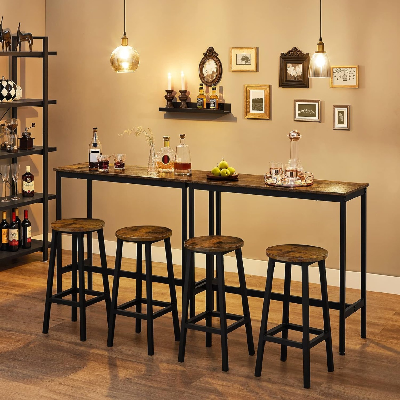Set masa de bar si 2 scaune de bar Vasagle Maro, 40 x 100 x 90 cm
