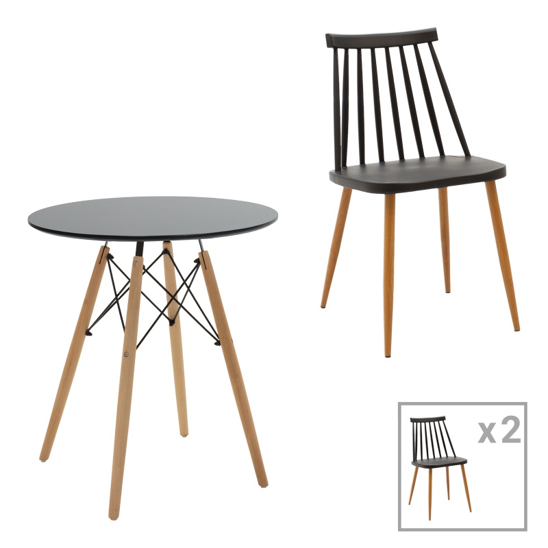 Set masa si scaune 3 buc Aurora-Julita Pako World Natural 60x60x73 cm
