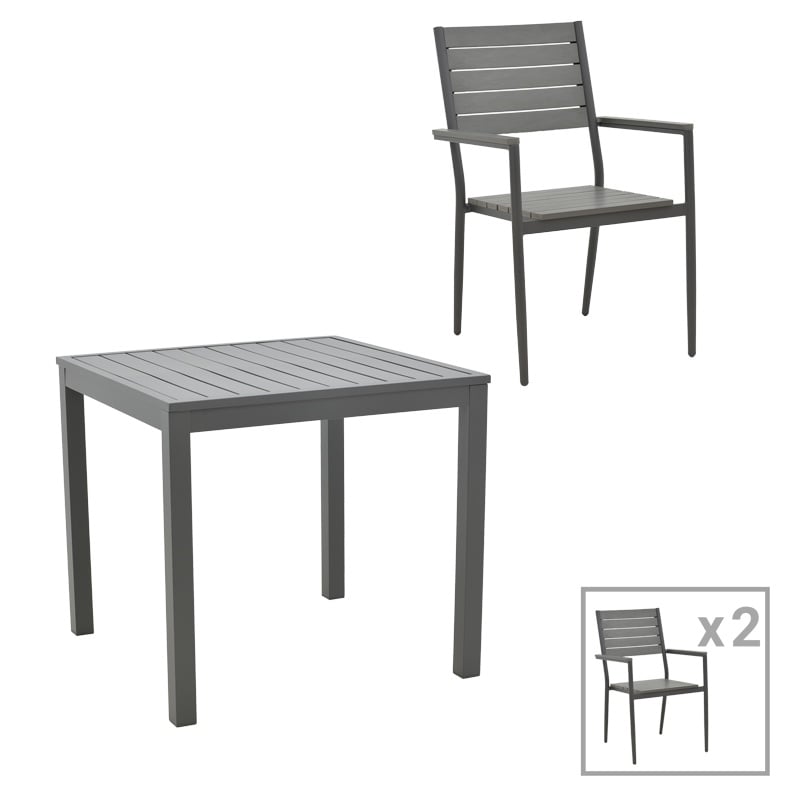 Set masa si scaune 3 buc de gradina Uplift-Kliton Pako World Antracit 80x80x74 cm