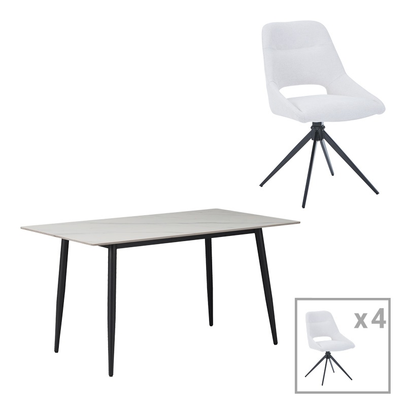 Set masa si scaune 5 piese Gustas-Luciano I Bej 120x60x75 cm