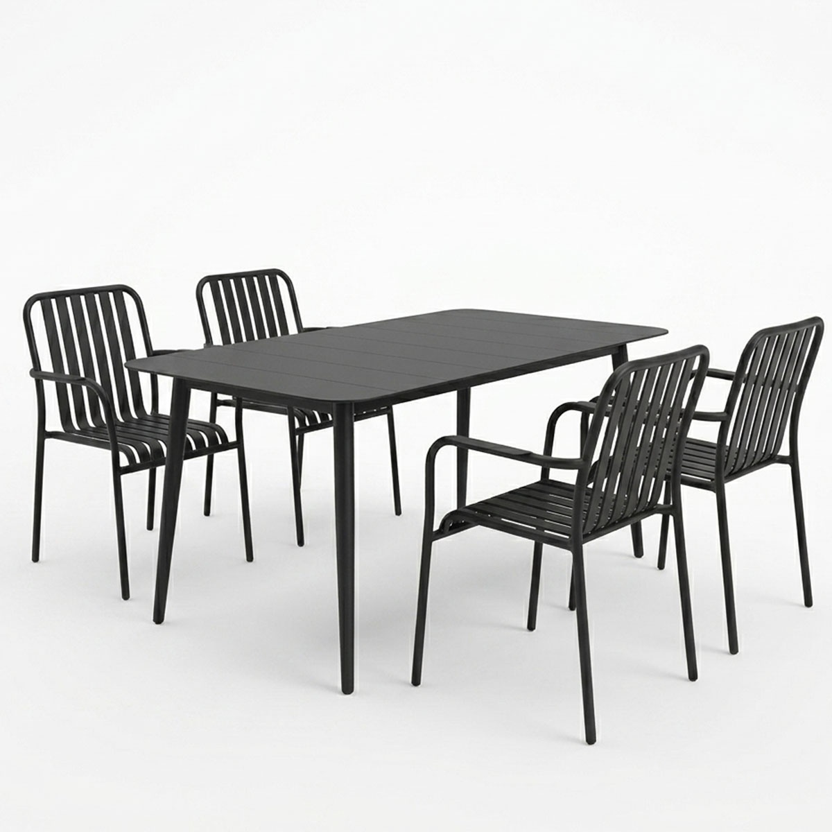Set masa si scaune dining, 5 buc, Heven Vista, Pako, Negru 120x70x72 cm - 2
