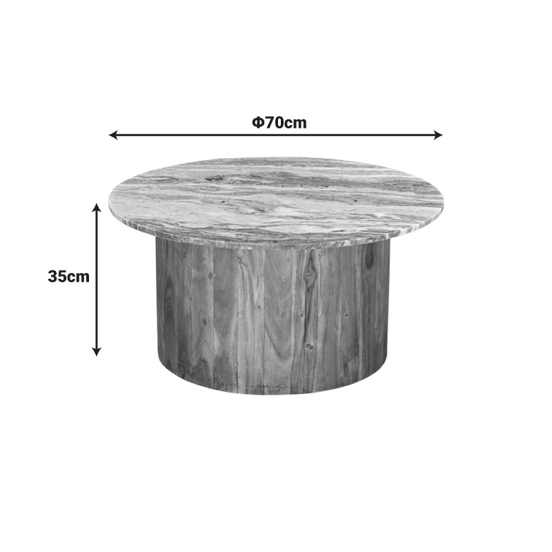 Set Masuta de cafea 2 buc Sergy boho Natural 90x90x40 cm