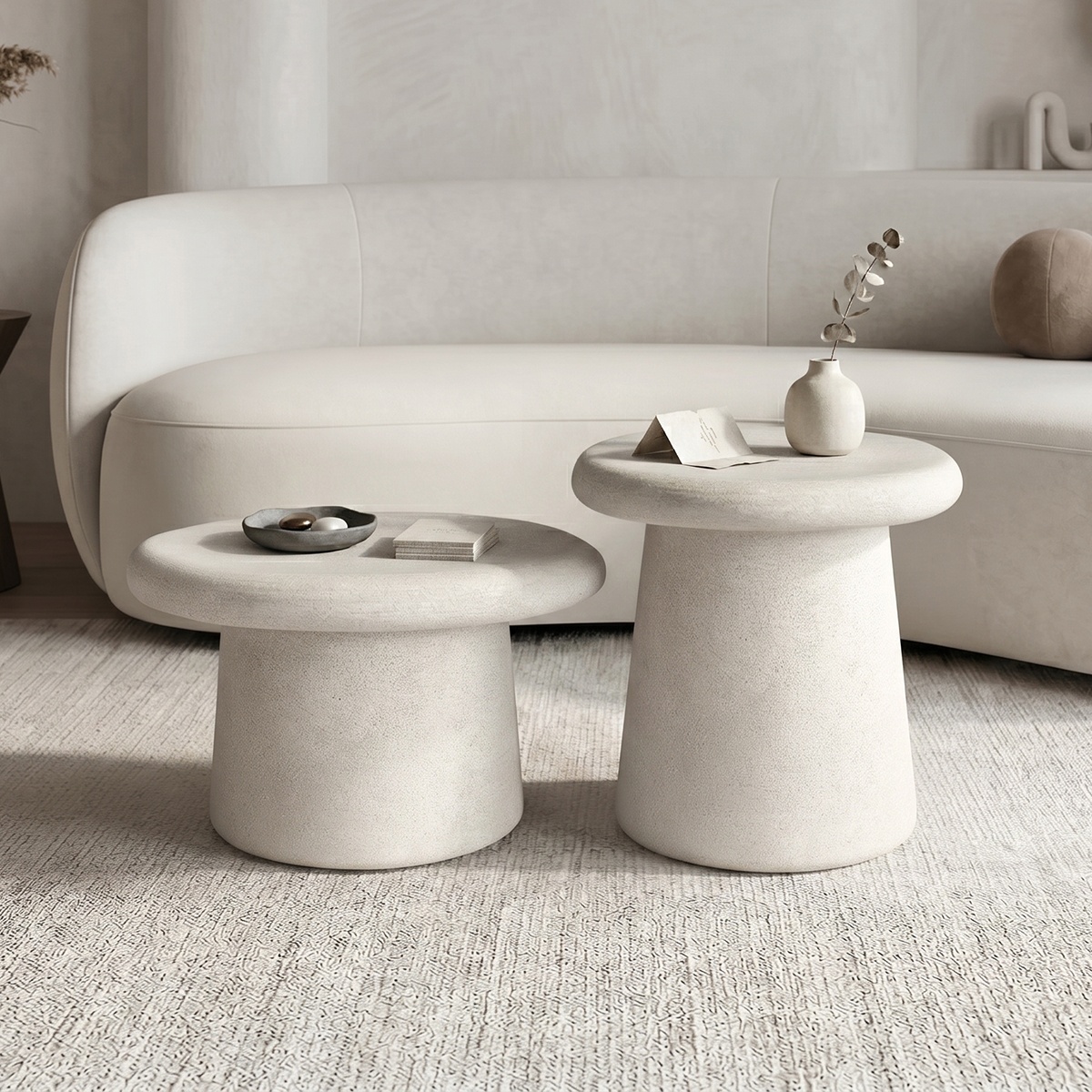 Set masute de cafea 2 buc Herona Pako Alb 60x60x40 cm