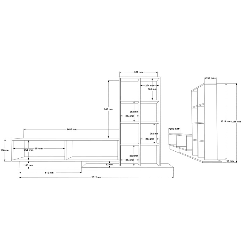 Set mobilier living Damon, Pako World, Alb, 140x29x39 cm
