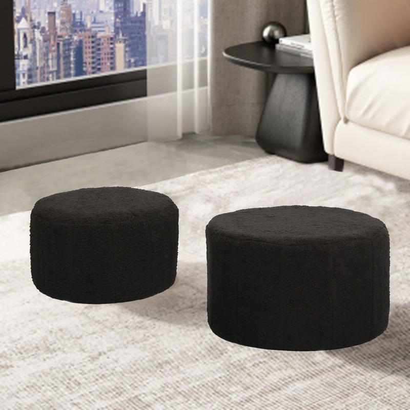 Set tabureti 2 buc Gabello boucle Negru 44x44x26.5 cm - 1 | YEO