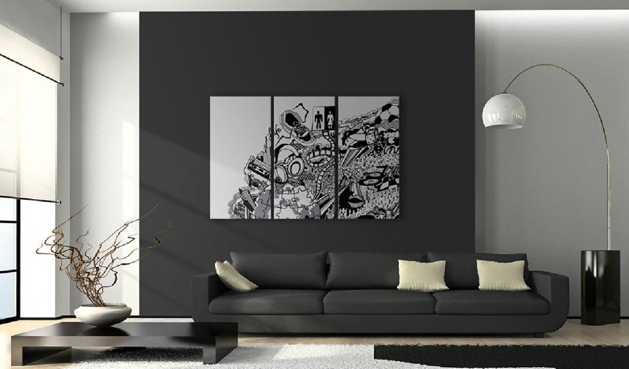 Tablou - Artistic mess - triptych 90x60 cm - 1 | YEO