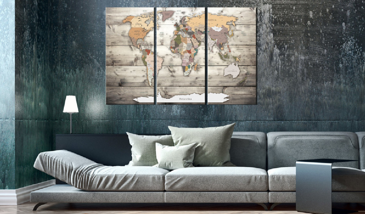 Tablou din plută - History of Travel [Cork Map] 90x60 cm - 1 | YEO