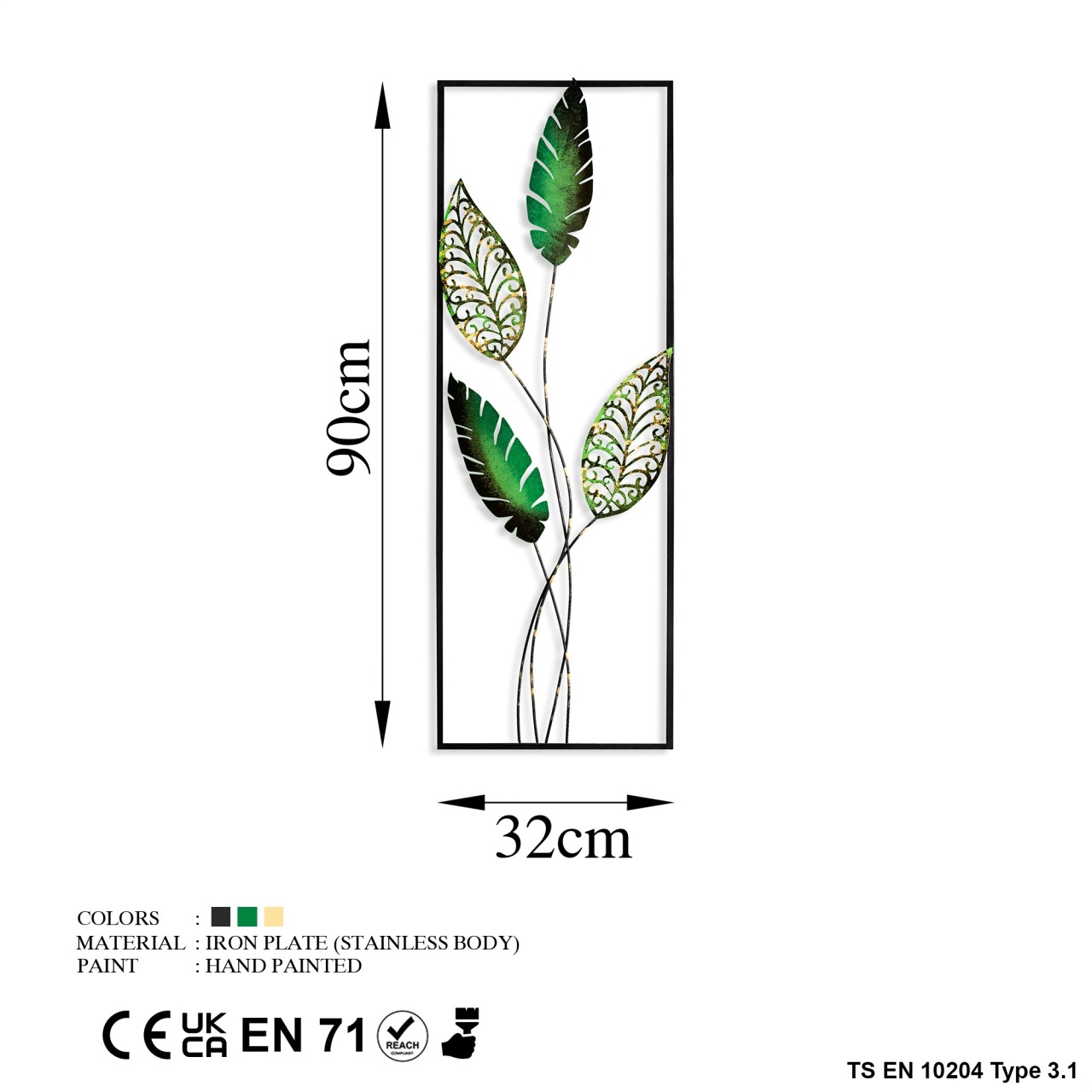 Tablou metalic Timeyi Multicolor 32x90 cm