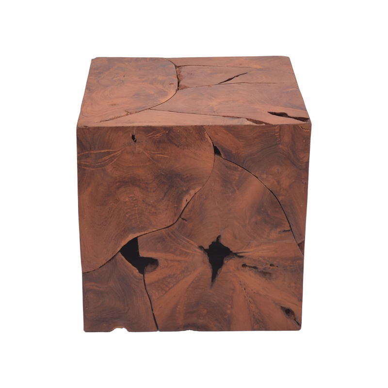 Taburet Boxy lemn de tec natural 40x40x40 cm - 2 | YEO