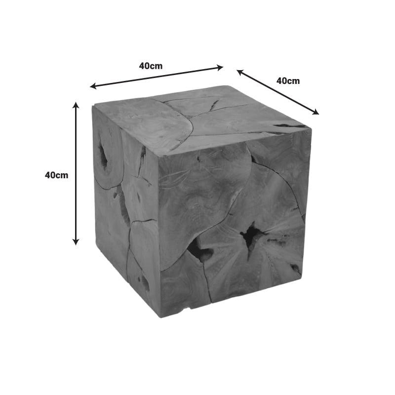 Taburet Boxy lemn de tec natural 40x40x40 cm