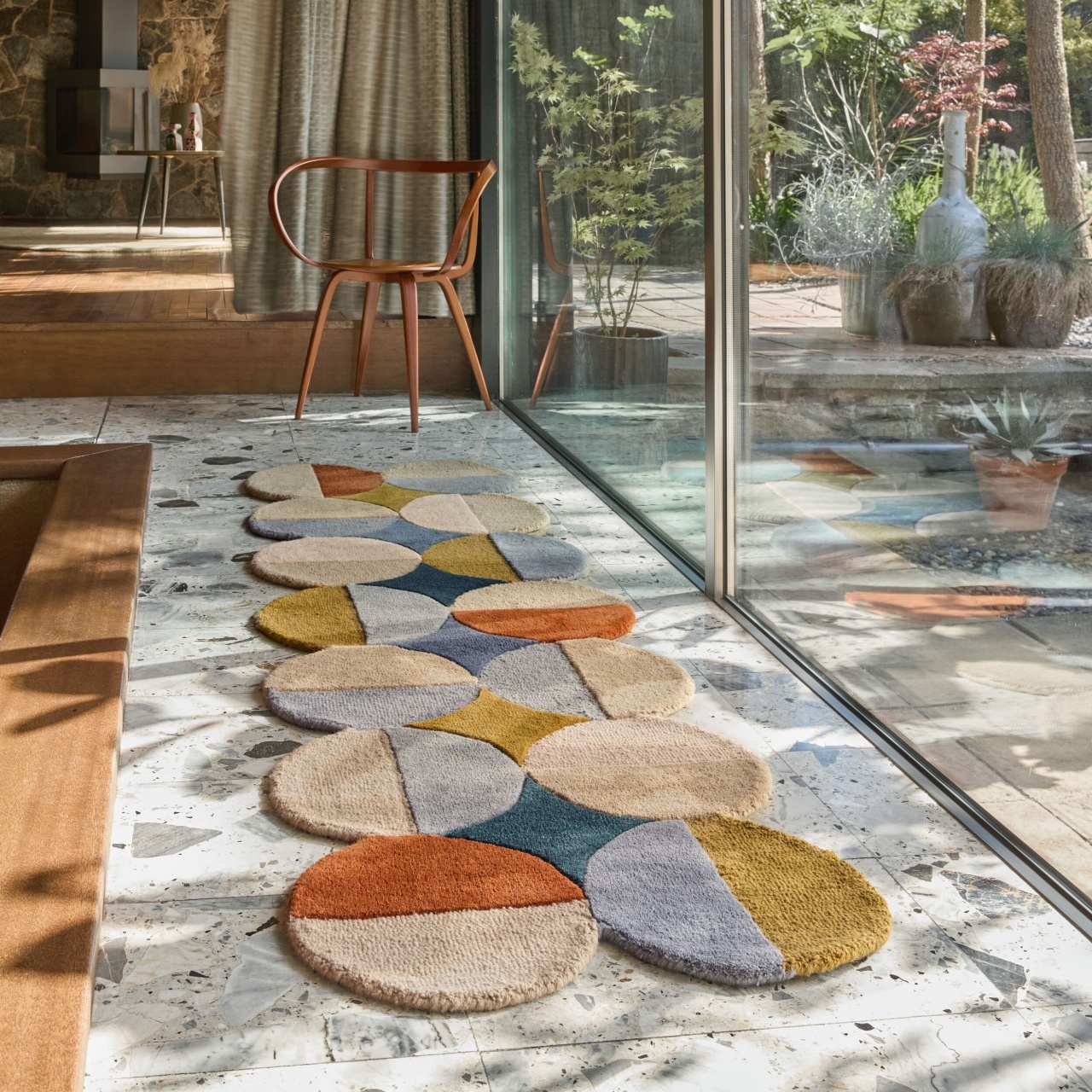 Traversa Mia Ellipse Albastru Caramiziu 80x230 cm Flair Rugs