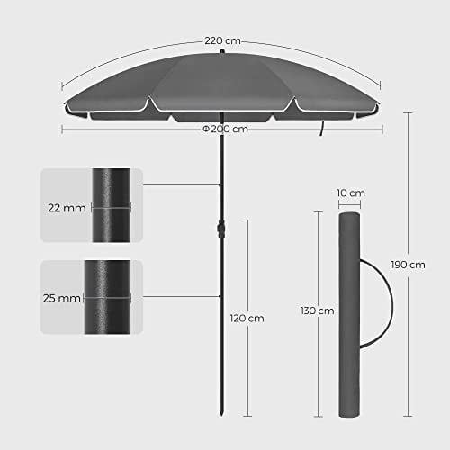 Umbrela pentru terasa, Songmics, Gri, 200x230 cm - 2 | YEO