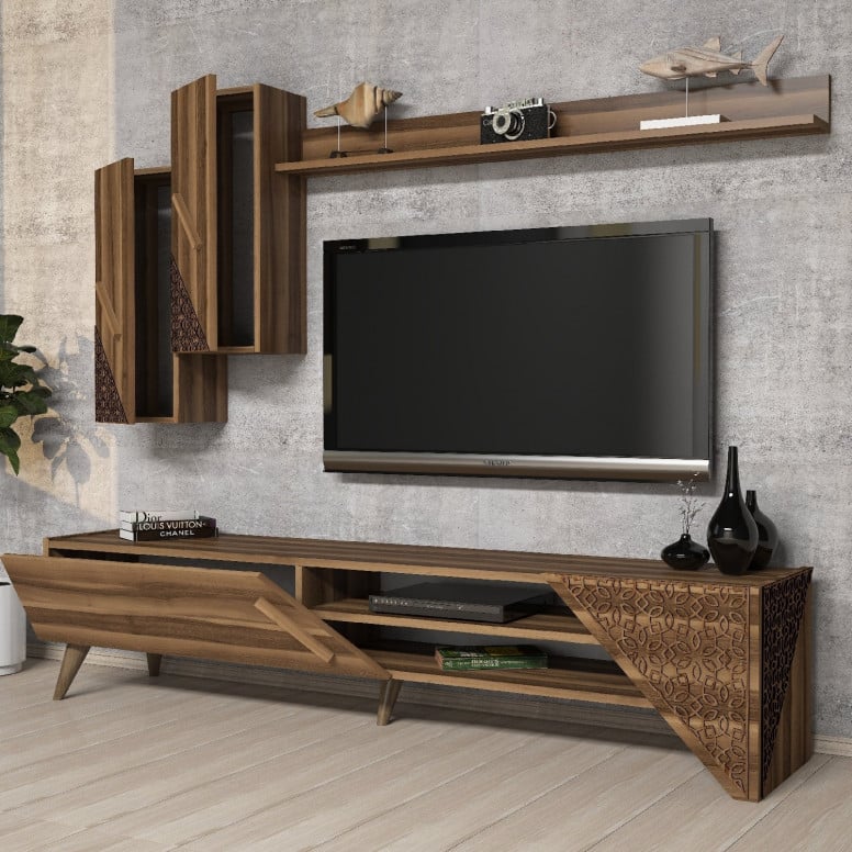 Ansamblu Comoda TV Beril Walnut - 1 | YEO