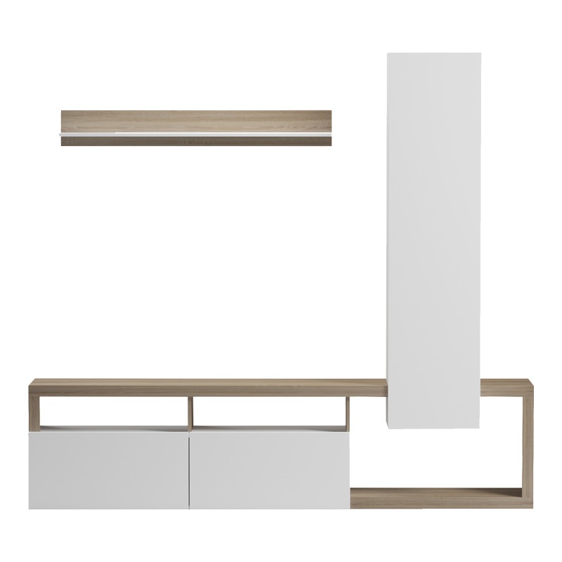 Ansamblu comoda TV Leganto Alb 220.5x35x197.5 cm - 2 | YEO