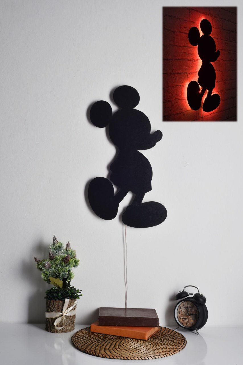 Aplică de perete LED decorativă Mickey Rosu 32x50 cm