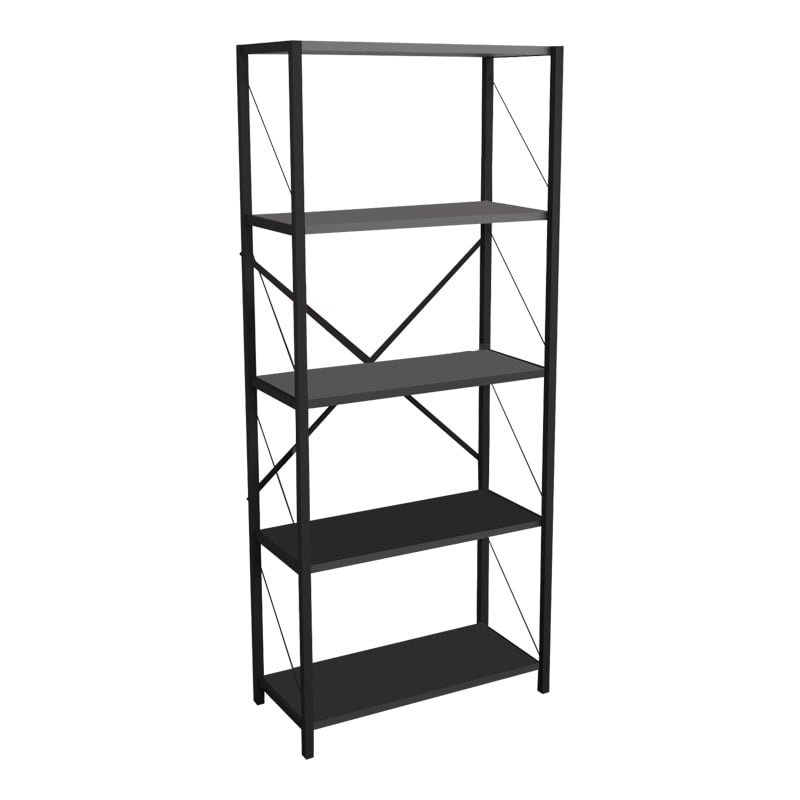 Biblioteca Draizy melamina antracit metal negru 60x30x150 cm