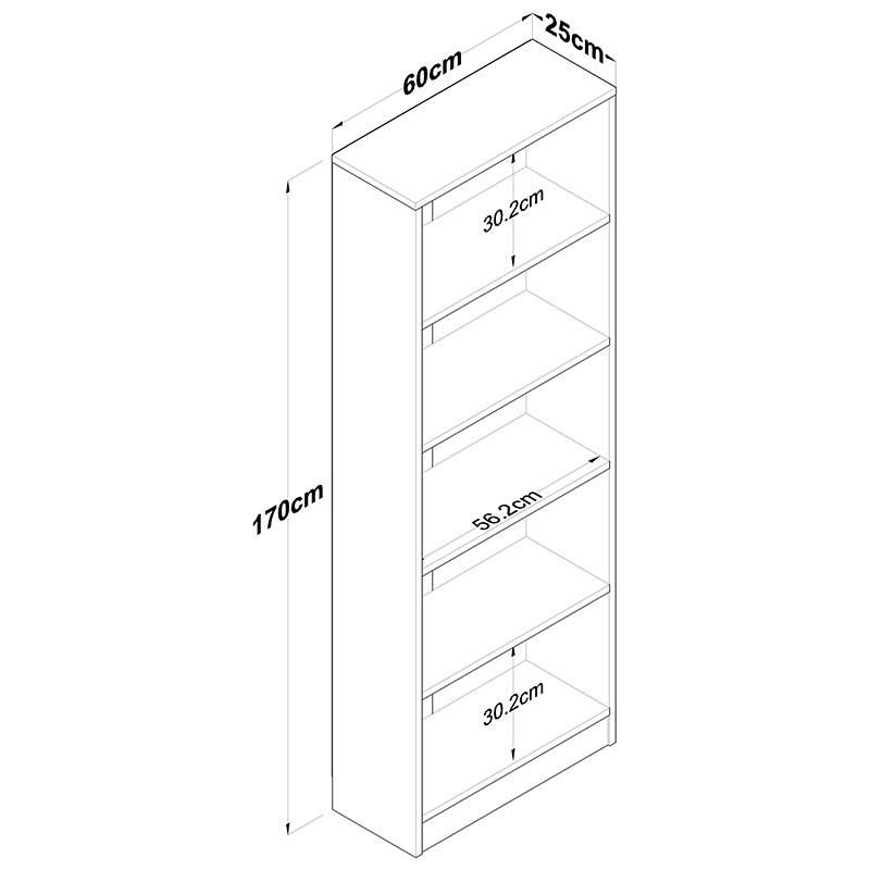 Biblioteca Goldie sonoma - alb 60x25x170 cm