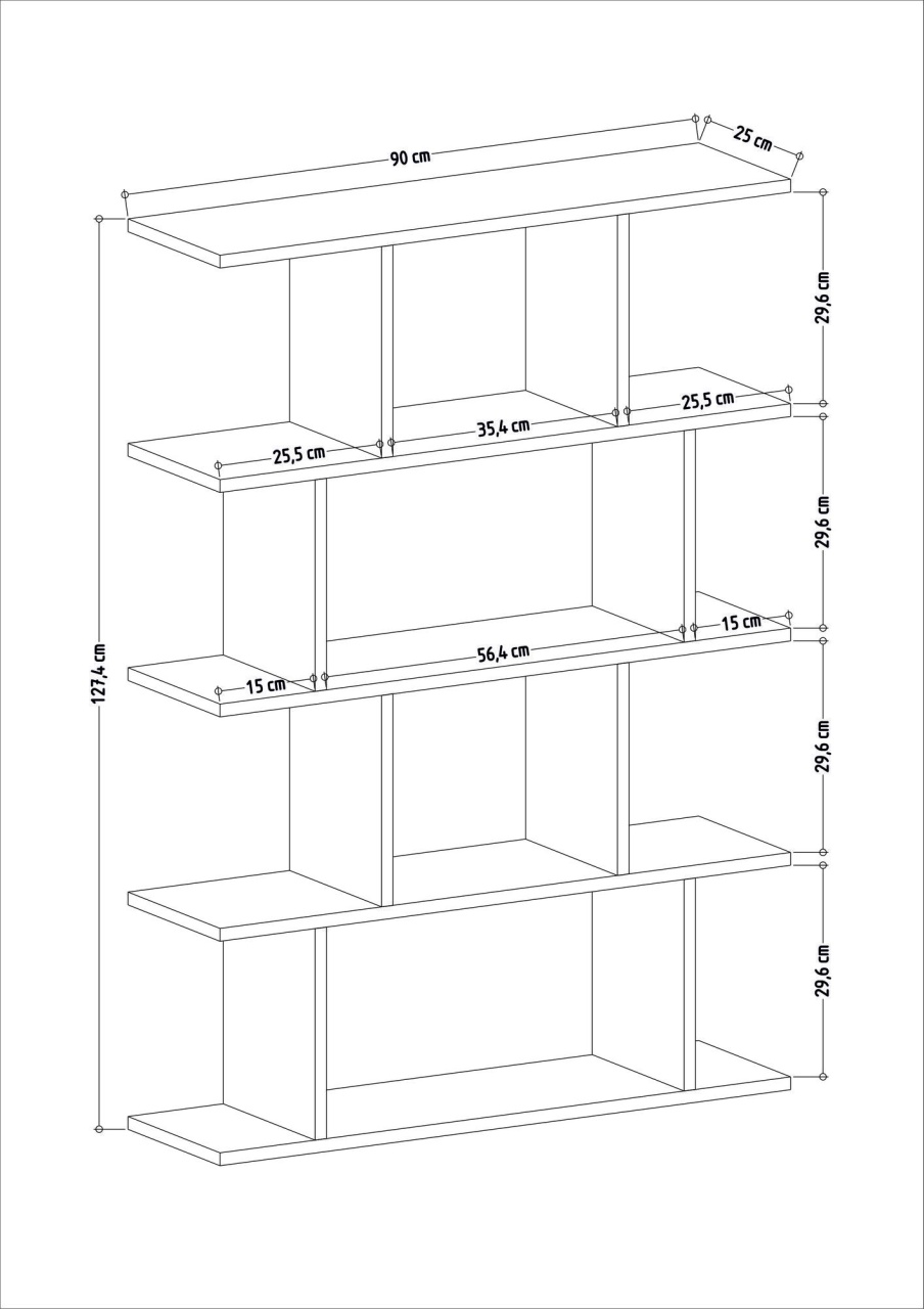 Bibliotecă Harmon Stejar 90x25x127.4 cm