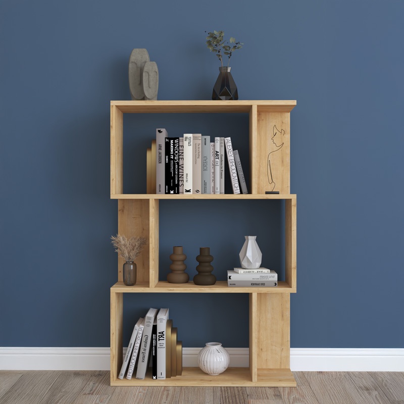 Biblioteca Kadu, Pako World, Stejar, 72x22x108 cm