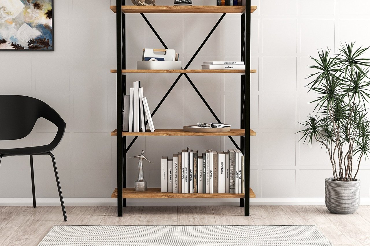 Biblioteca Nero Elit Walnut-Negru - 2 | YEO