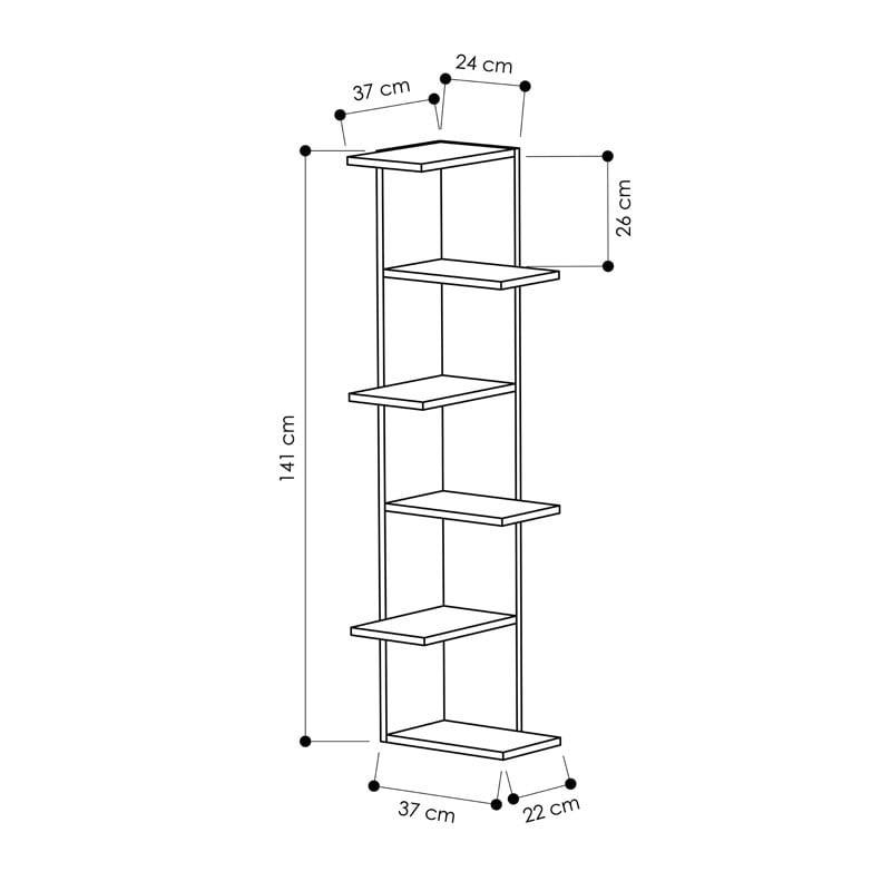 Biblioteca pe colt Saso melaminat stejar 37x37x141cm - 3 | YEO