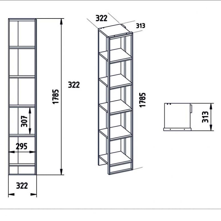 Biblioteca PWF-0298 Alb 32x38.5x178.5 cm - 3 | YEO