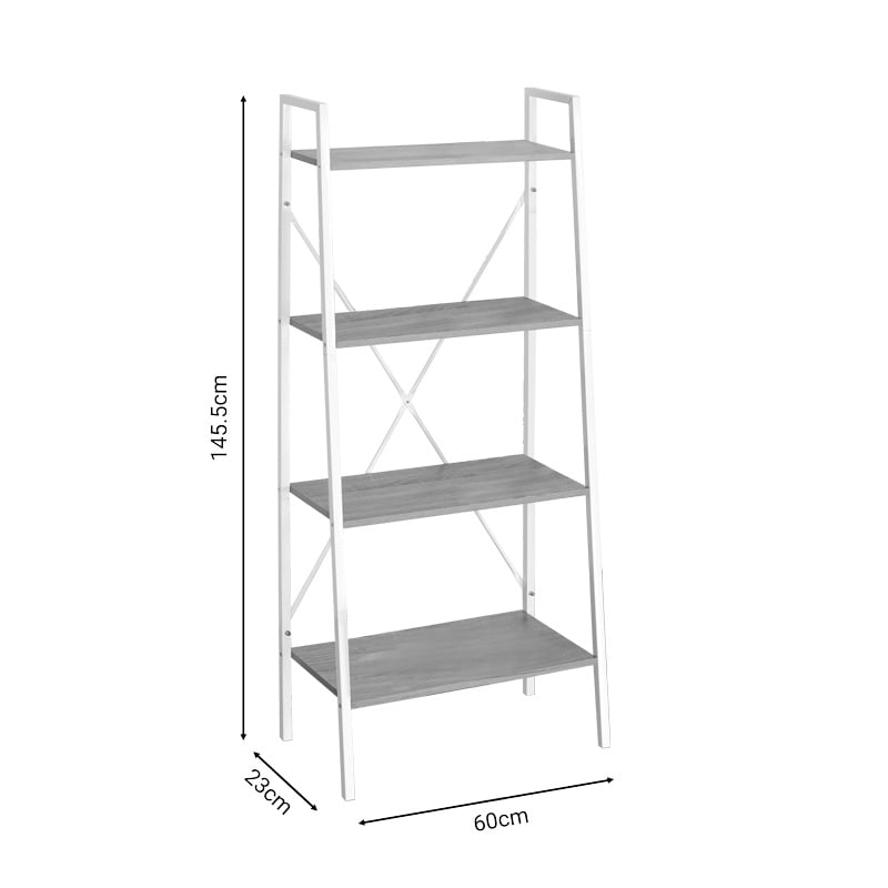 Biblioteca Ramon melamina naturala metal alb 60x23x145.5 cm - 2 | YEO