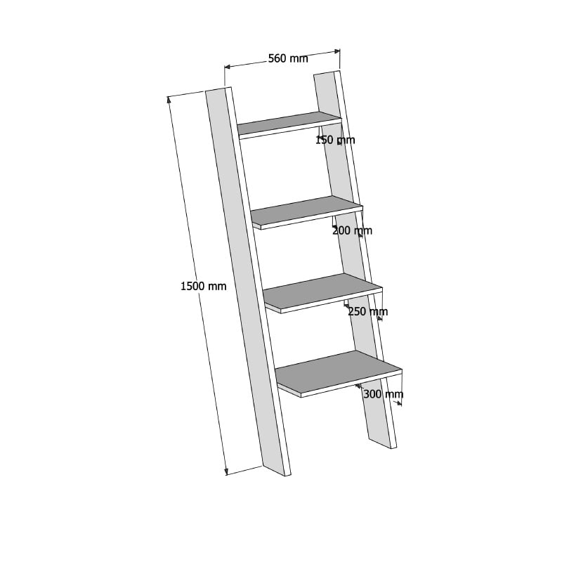 Biblioteca scara Serjiane alb din melamina 56x30x150 cm - 1 | YEO