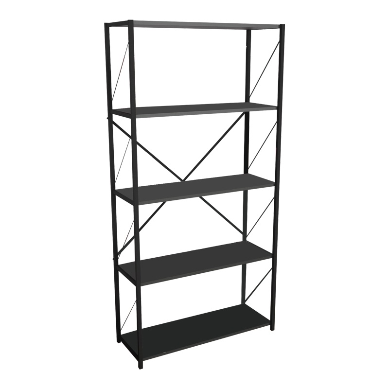 Biblioteca Tikilmo melamina antracit metal negru 88x34x180 cm