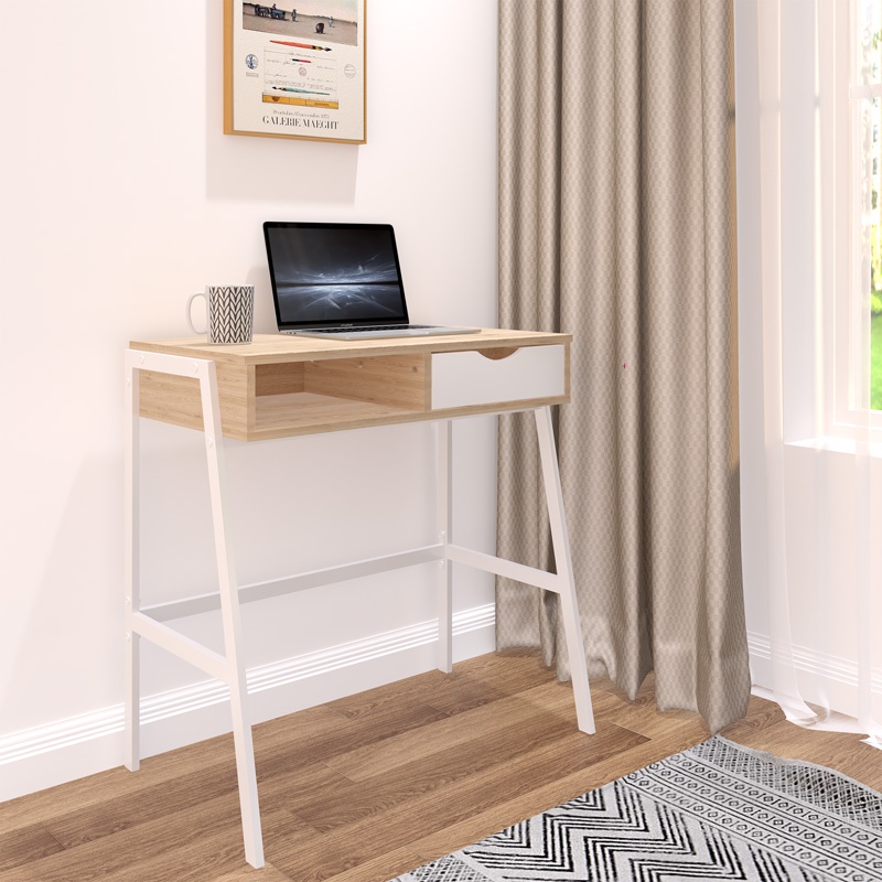 Birou cu raft Rezio, Pako World, Alb, 75x45x76 cm - 1 | YEO