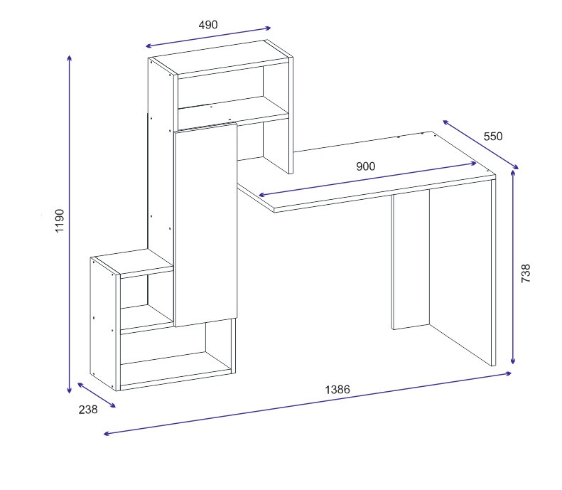 Birou Irmak Alb 138.6x55x119 cm