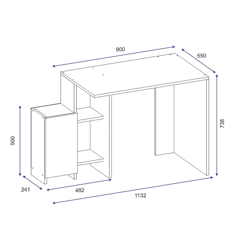 Birou Kely Pako World Alb 113x55x74 cm