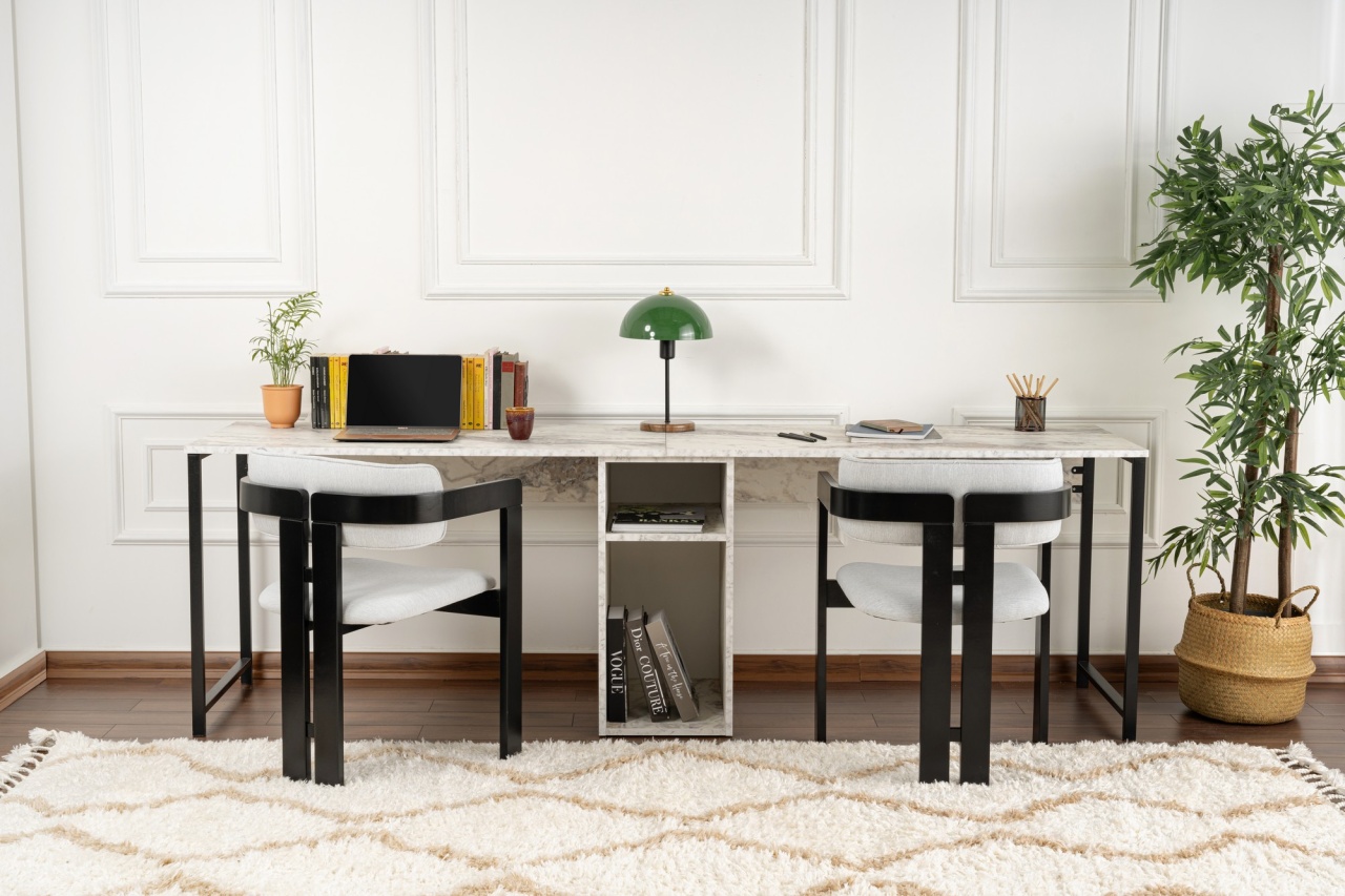 Birou Twin Study Desk Galben - 2 | YEO