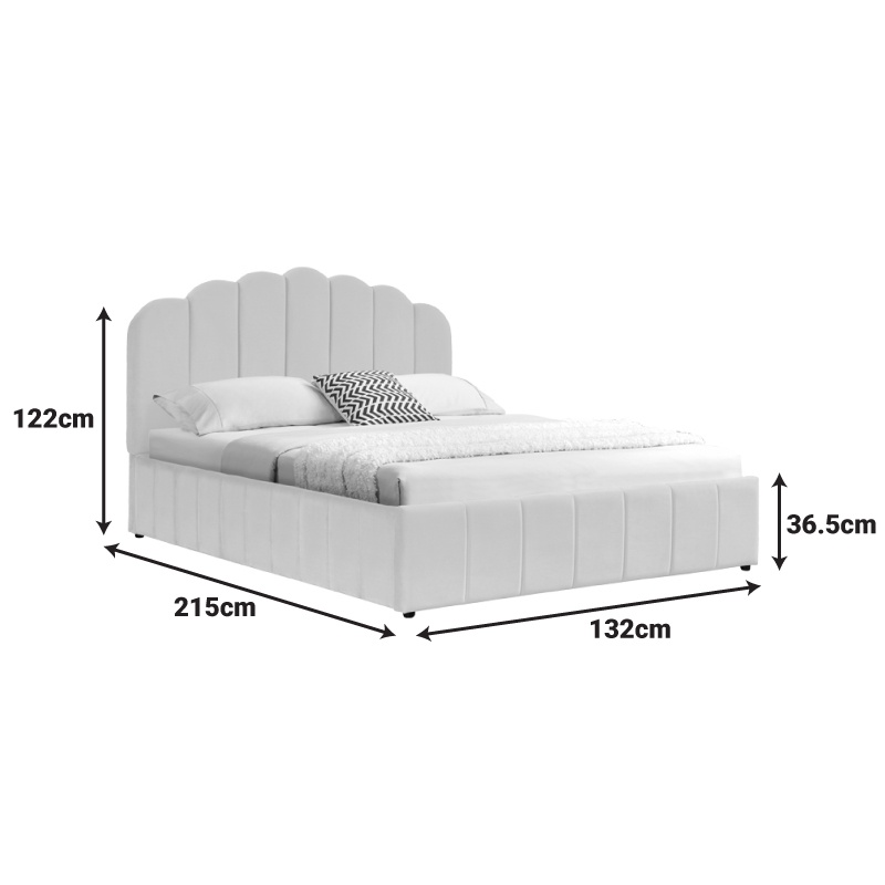 Cadru de pat cu somiera si depozitare telescopica, Tatiana, Bej, 215x132x122 cm